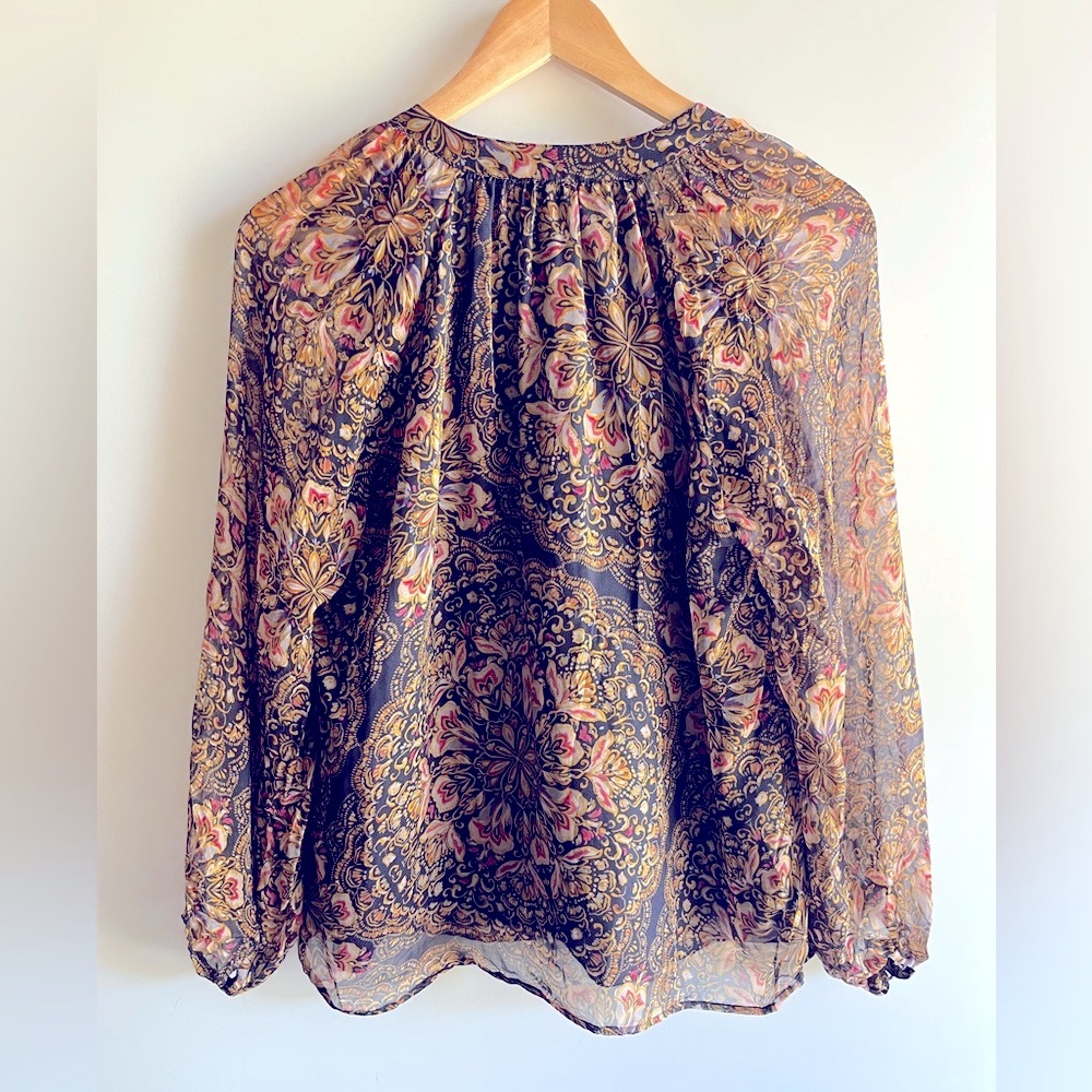 Johnny Was Jade Riley Silk Peasant Blouse S - Picture 13 of 16